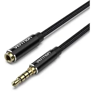 Vention Cotton Braided TRRS 3.5 mm Male to 3.5 mm Female Audio Extension 2 m Black Aluminum Alloy Type