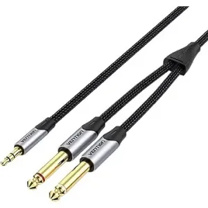 Vention Cotton Braided 3,5 mm Male to 2*6,5 mm Male Audio Cable 0,5 m Gray Aluminum Alloy Type