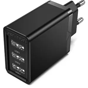 Vention 3-port USB Wall Charger (12 W/12 W/12 W) Black