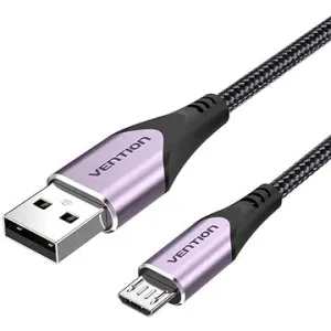 Vention Cotton Braided Micro USB to USB 2.0 Cable Purple 2m Aluminum Alloy Type