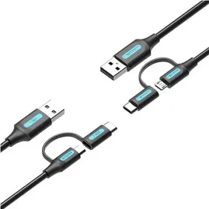 Kábel 2in1 USB cable USB 2.0 to USB-C/Micro-B USB Vention CQDBF 1m (black)