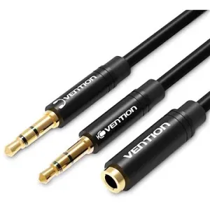 Kábel Vention 2x 3.5mm Male to 4-Pole Female 3.5mm Audio Cable 0.3m BBTBY Black