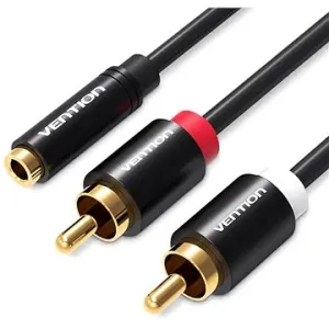 Vention 3,5 mm Female to 2× RCA Male Audio Cable 2 m Black Metal Type