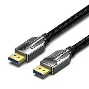 Vention Cotton Braided DP 2.0 Male to Male 8K HD Cable 1 m Black Zinc Alloy Type