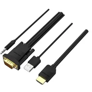 Vention HDMI to VGA Cable with Audio Output & USB Power Supply 1M Black