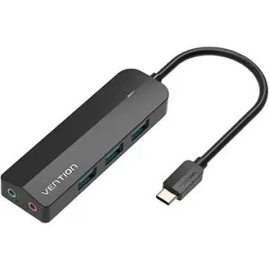 Vention Type-C (USB-C) to 3× USB 3.0/Micro-B HUB with External Stereo Sound Adapter 0,15 m Black AB