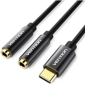 Vention Type-C (USB-C) to Dual 3,5 mm Female Audio Cable 0,3 m Black Metal Type