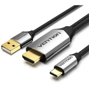 Vention Type-C (USB-C) to HDMI Cable with USB Power Supply 1,5 m Black Metal Type