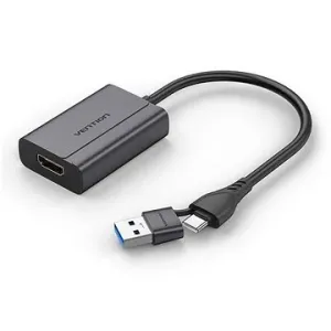 Vention USB-C and USB-A to HDMI Converter Gray Aluminium Alloy Type+I28