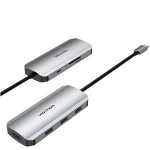 Vention USB-C to HDMI/3× USB 3.0/SD/TF/PD Docking Station Gray 0.15M Aluminum Alloy Type