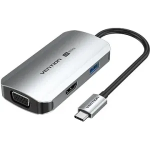 Vention USB-C to HDMI/VGA/USB 3.0/PD Docking Station 0.15M Gray Aluminum Alloy Type