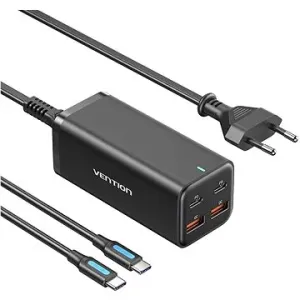 Vention 4-Port USB (C + C + A + A) GaN Charger (100 W / 100 W / 18 W / 18 W) EU-Plug Black
