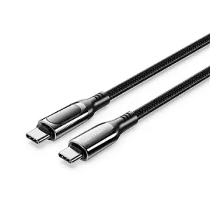 Vention Cotton Braided USB-C 2.0 5A Cable With LED Display 1.2 m Black Zinc Alloy Type