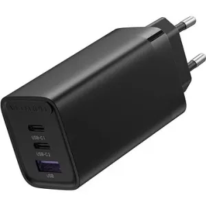 Vention 3-port GaN Charger (65 W USB-C/30 W USB-C/30 W USB) Black
