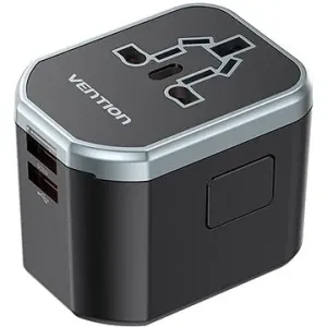 Vention 3-Port USB (C + A + A) Universal Travel Adapter (20 W / 18 W / 18 W) Black