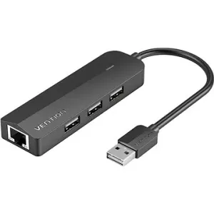 Vention 3-Port USB 2.0 Hub with 100 Mbps Ethernet Adapter 0,15 m Black