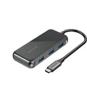Vention Type-C (USB-C) to HDMI/3× USB3.0/RJ-45/PD Docking Station 0,15 m Gray Mirrored Surface