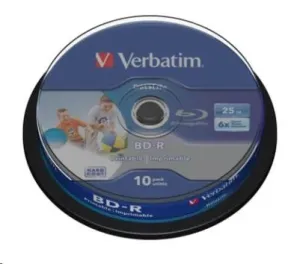 VERBATIM BD-R DataLife (10-pack)Blu-Ray/Spindle/6x/25GB Wide Printable