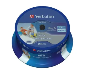 VERBATIM BD-R SL Datalife (25-pack) Blue-Ray/Spindle/6x/25GB Wide Printable