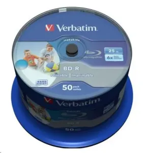 VERBATIM BD-R DataLife (50-pack)Blu-Ray/Spindle/6x/25GB Wide Printable