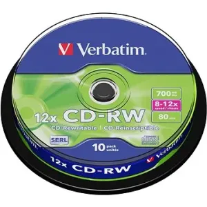 VERBATIM CD-RW(10-Pack)Spindle/8x-12x/High Speed/DLP/700MB #76437