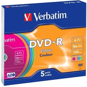 Verbatim DVD-R 16x, COLOURS 5 ks v SLIM krabičke