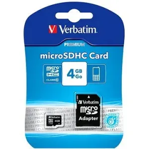 Verbatim MicroSDHC 4 GB Class 10 + SD adaptér #7582798