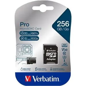 Verbatim MicroSDXC 256 GB Pro + SD adaptér #7357122