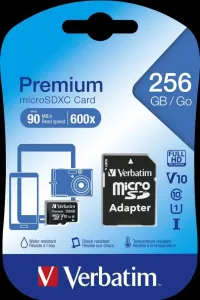 Verbatim Premium microSDXC 256GB UHS-I V10 U1 + SD adaptér