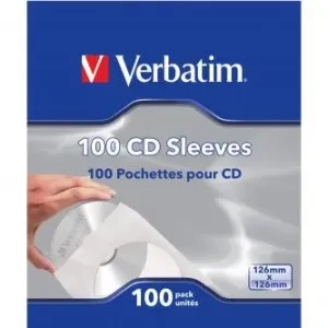 Papírová pouzdra na disky CD 1 KS CD, Papír, bílá, s okýnkem, Verbatim, po 100 ks