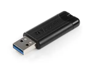 Verbatim USB flash disk, USB 3.0, 128GB, PinStripe, Store N Go, černý, 49319, USB A, s výsuvným konektorem
