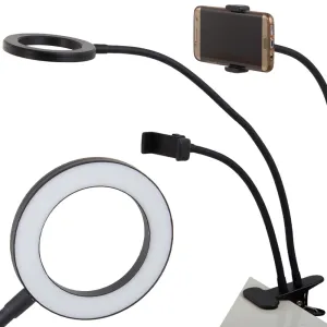 Verk 15751 Lampa s klipsou a držiakom na mobil, USB 24 LED čierna