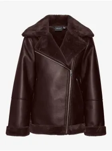 Women's Dark Brown Faux Leather Jacket VERO MODA Emmy - Women #7694408