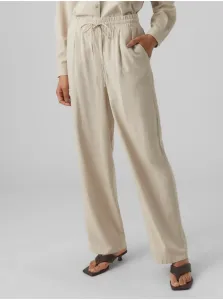 Creamy women's trousers with linen blend Vero Moda Jesmilo - Women #9498857