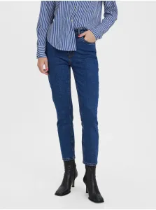 Dark blue shortened straight fit jeans VERO MODA Brenda - Women #652217