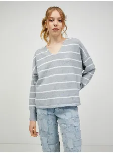 Light gray striped oversize sweater VERO MODA Doffy - Women #1065682