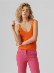 Oranžové dámske rebrované basic tielko VERO MODA Glory