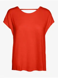 Orange brindle T-shirt with neckline on the back VERO MODA Ulja June - Women #639787