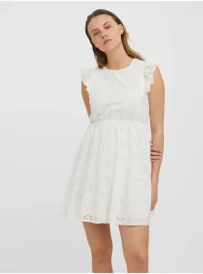 Bavlnené šaty Vero Moda biela farba, mini, áčkový strih #4289114