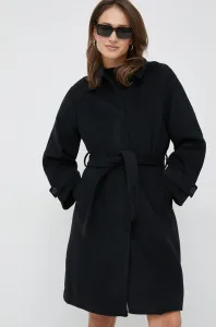 Kabát s prímesou vlny Vero Moda čierna farba, prechodný, #4574086