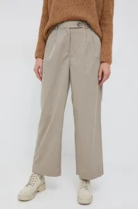 Nohavice Vero Moda dámske, béžová farba, široké, vysoký pás #257294
