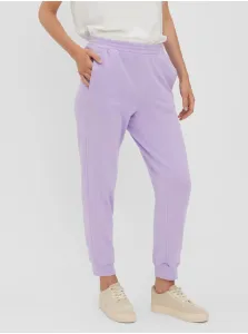 Nohavice Vero Moda dámske, fialová farba, s potlačou #197140