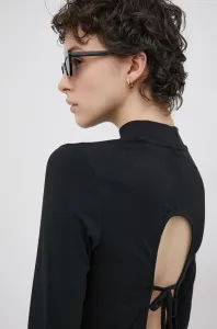 Tričko s dlhým rukávom Vero Moda dámske, čierna farba, s polorolákom #5826453