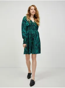 Black and green patterned dress with balloon sleeves VERO MODA Caia - Ladies #648774