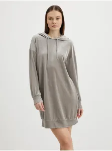 Light gray ladies hooded sweatshirt dress VERO MODA Dana - Ladies #735334