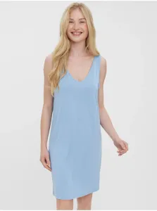 Svetle modré basic šaty s véčkovým výstrihom VERO MODA Filli