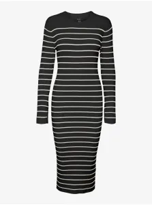 Čierne dámske pruhované svetrové šaty VERO MODA Gold #7646615