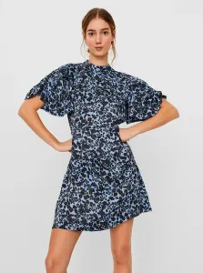 Blue floral dress with stand-up collar VERO MODA-Lydia - Women