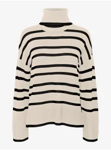Black and cream women's striped sweater VERO MODA Saba - Women #7646647