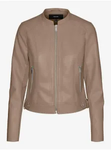 Beige women's faux leather jacket Vero Moda Riley - Women #9180202